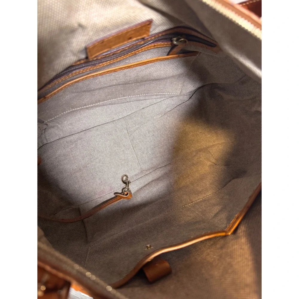 Dooney & Bourke Nina Ostrich Embossed Leather Hobo Bag Cognac Tan Shoulder Purse - Picture 8 of 11